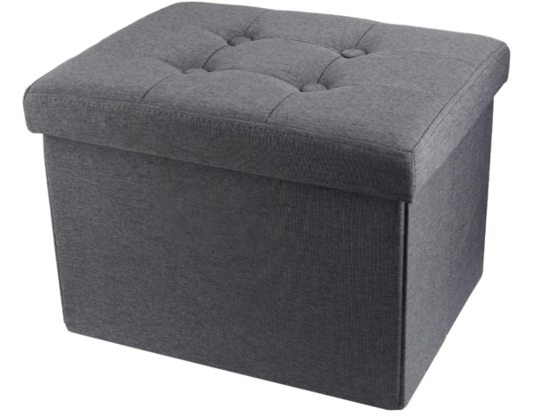 Foldable Gray Storage Ottoman, A Living Room Storage Solution