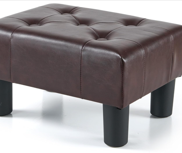 Brown Leather Ottoman With Legs, Sturdy And Durable